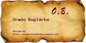 Ormós Boglárka névjegykártya