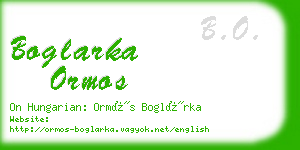 boglarka ormos business card